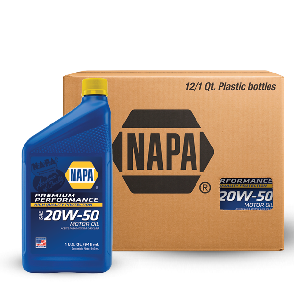 ACEITE NAPA MOTOR GASOLINA RENDIMIENTO PREMIUM 20W-50 SP MINERAL CJ 12 QT